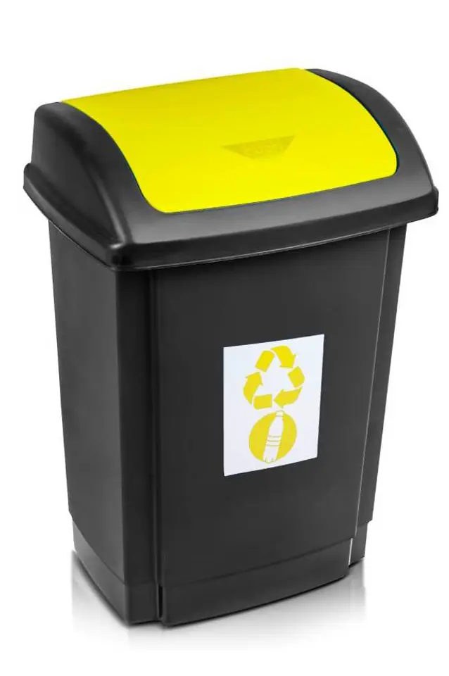 ⁨Trash can Plast Team Swing 25L black with yellow lid⁩ at Wasserman.eu