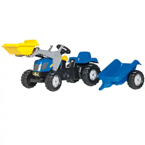 ⁨Rolly Toys rollyKid Traktor New Holland z łyżką i przyczepą⁩ w sklepie Wasserman.eu