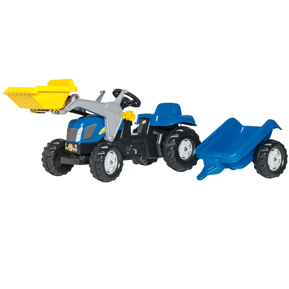 ⁨Rolly Toys rollyKid Traktor New Holland z łyżką i przyczepą⁩ w sklepie Wasserman.eu