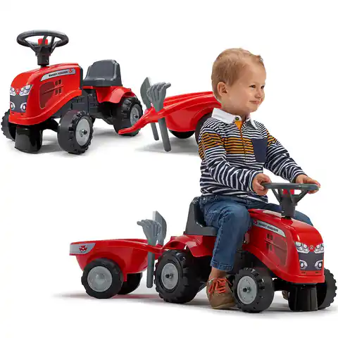 ⁨FALK Traktorek Baby Massey Ferguson Czerwony z Przyczepką + akc. Od 1 roku⁩ w sklepie Wasserman.eu