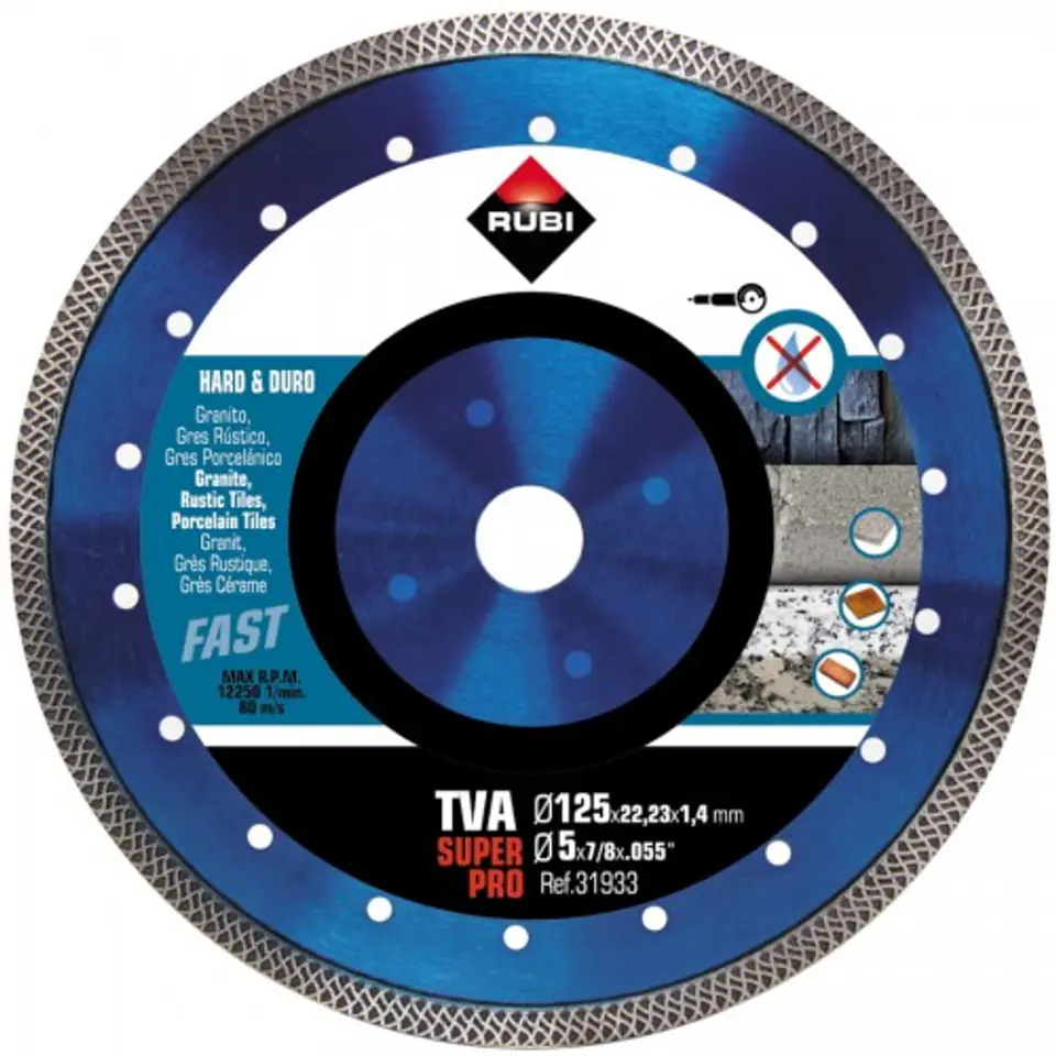 ⁨DIAMOND BLADE FOR MATS. HARD TURBO VIPER (TVA) 125MM⁩ at Wasserman.eu