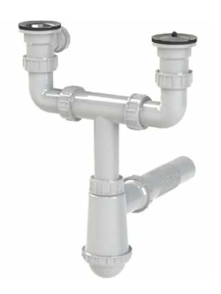 ⁨SINK SIPHON 2 CHAMBERS - METAL STRAINER⁩ at Wasserman.eu