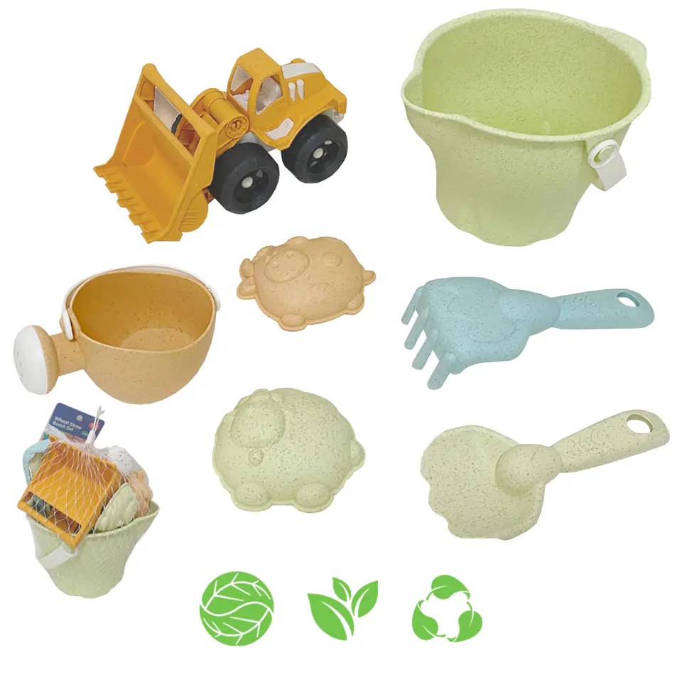 ⁨WOOPIE GREEN Zestaw do Piasku + Koparka w Wiaderku 7 el. BIODEGRADOWALNY ORGANICZNY MATERIAŁ⁩ w sklepie Wasserman.eu