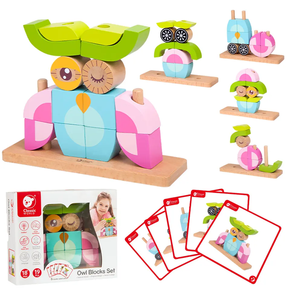 ⁨CLASSIC WORLD Kreatywne Drewniane Klocki Przestrzenne 3D Sowa⁩ w sklepie Wasserman.eu