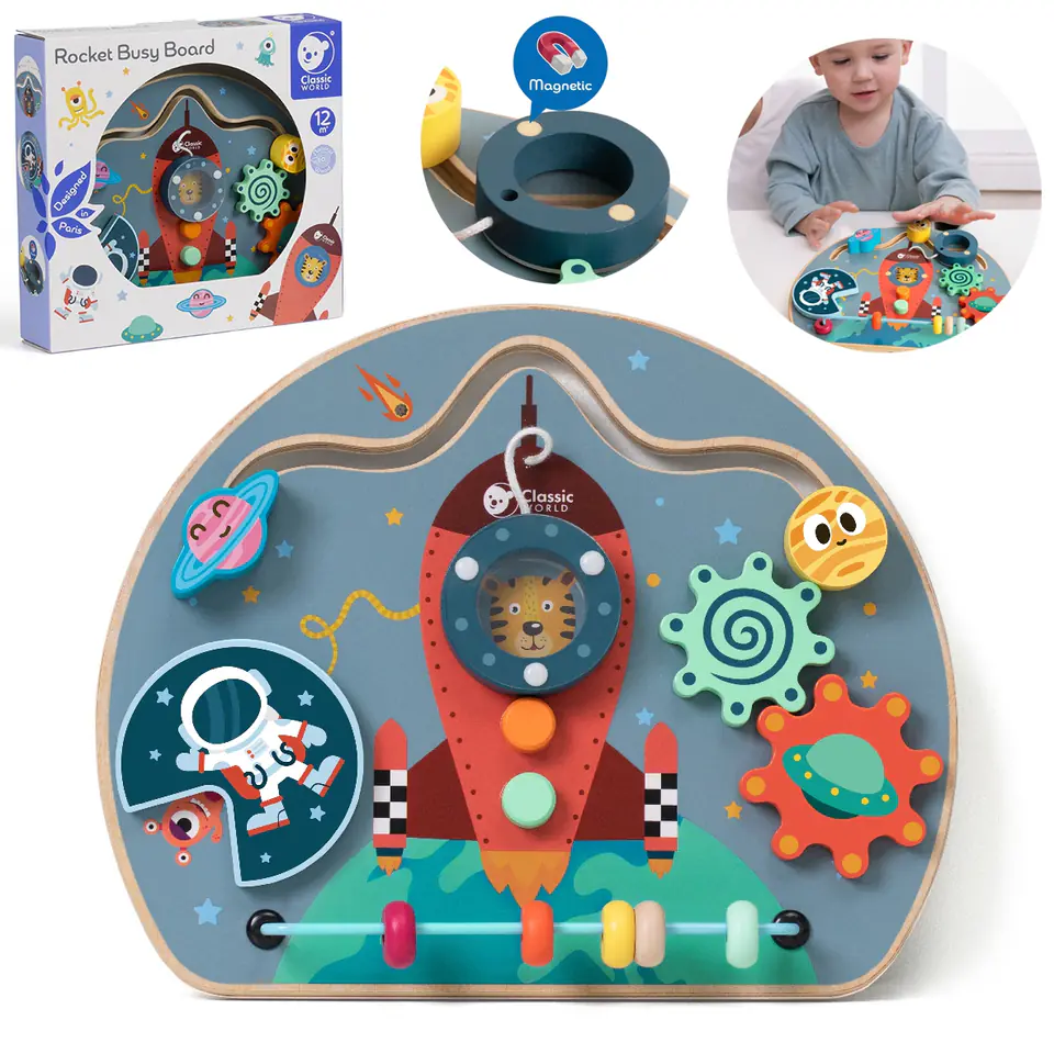 ⁨CLASSIC WORLD Tablica Manipulacyjna Wielofunkcyjna 6w1 Rakieta⁩ w sklepie Wasserman.eu