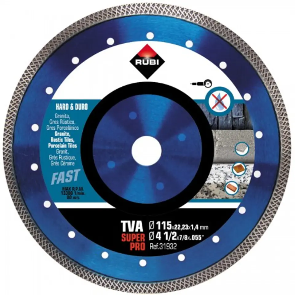 ⁨DIAMOND BLADE FOR MATS. HARD TURBO VIPER (TVA) 115MM⁩ at Wasserman.eu