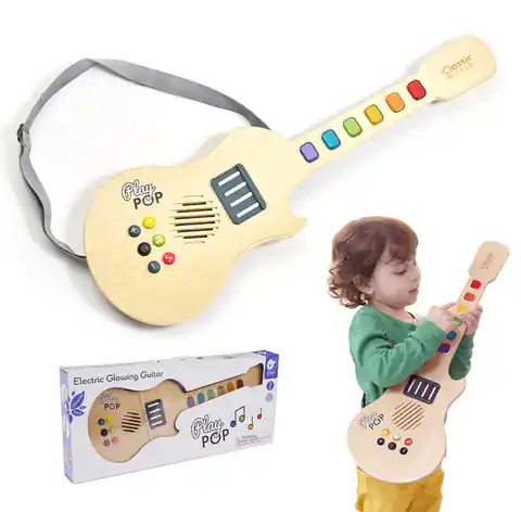 ⁨CLASSIC WORLD Drewniana Gitara Elektryczna Świecąca dla Dzieci⁩ w sklepie Wasserman.eu