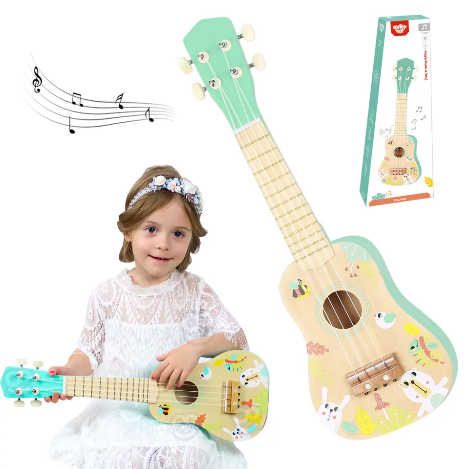 ⁨TOOKY TOY Drewniane Ukulele Gitara dla Dzieci 3+⁩ w sklepie Wasserman.eu