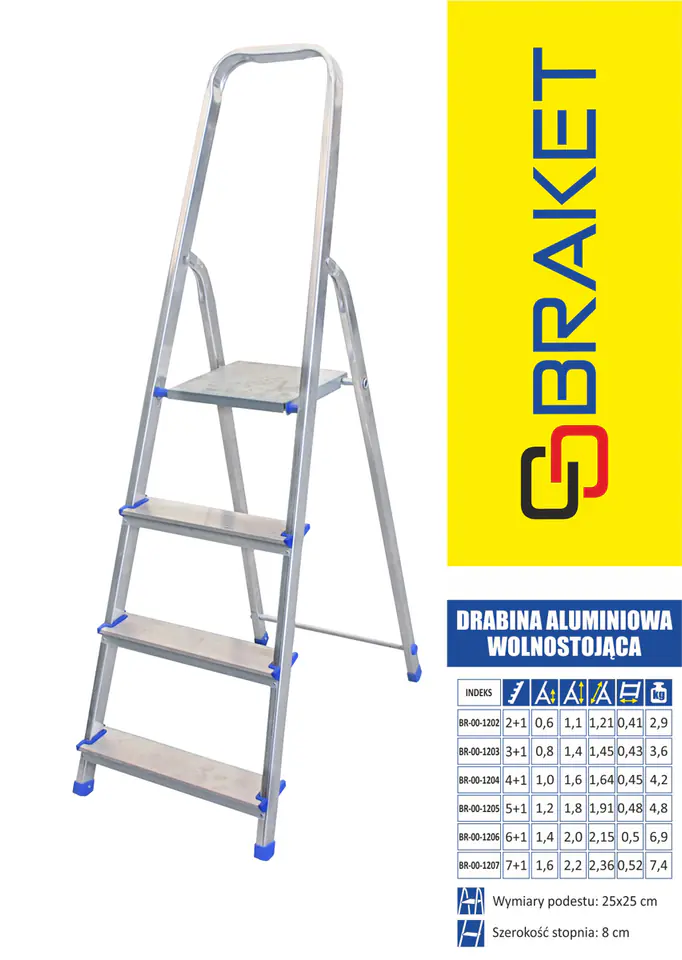 ⁨FREESTANDING ALUMINIUM LADDER 121CM 2 STEPS + PLATFORM⁩ at Wasserman.eu