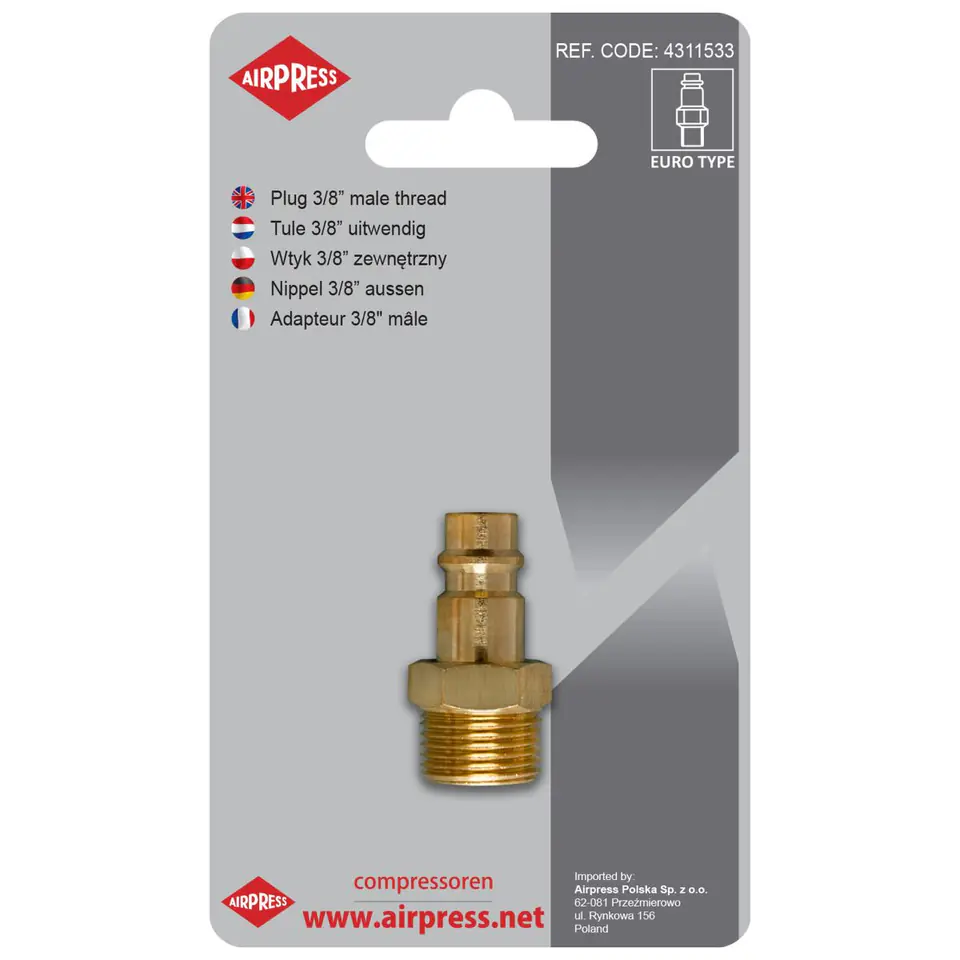 ⁨QUICK CONNECTOR PLUG WITH EXTERNAL THREAD 3/8''⁩ at Wasserman.eu