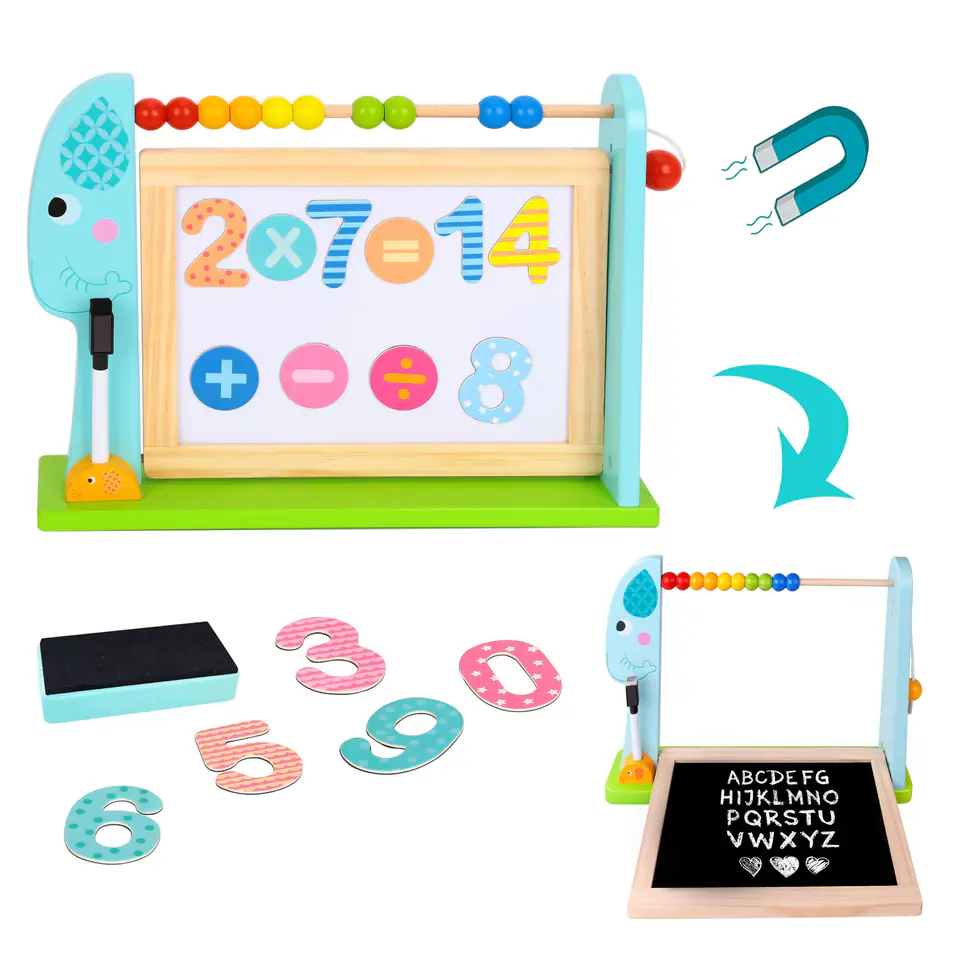 ⁨TOOKY TOY Duża Drewniana Tablica Dwustronna Magnetyczna+ Kredowa⁩ w sklepie Wasserman.eu