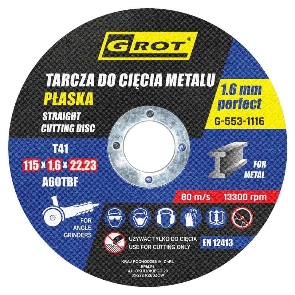 TARCZA PŁASKA T1A 115*1.6*22 KOMPLET 10 SZTUK w sklepie Wasserman.eu