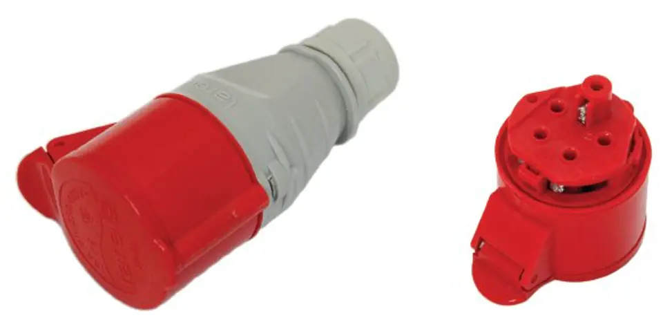 ⁨GNIAZDO IZOLACYJNE PRZENOŚNE 32A 400V CZERWONE 3P+Z IP44⁩ w sklepie Wasserman.eu