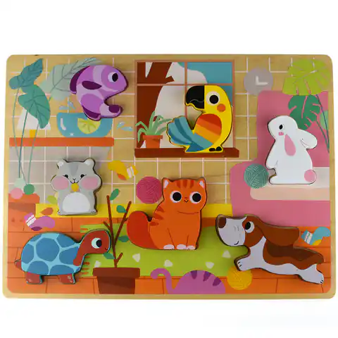 ⁨Tooky Toy Drewniane Puzzle Montessori Zwierzątka Dom Dopasuj Kształty⁩ w sklepie Wasserman.eu