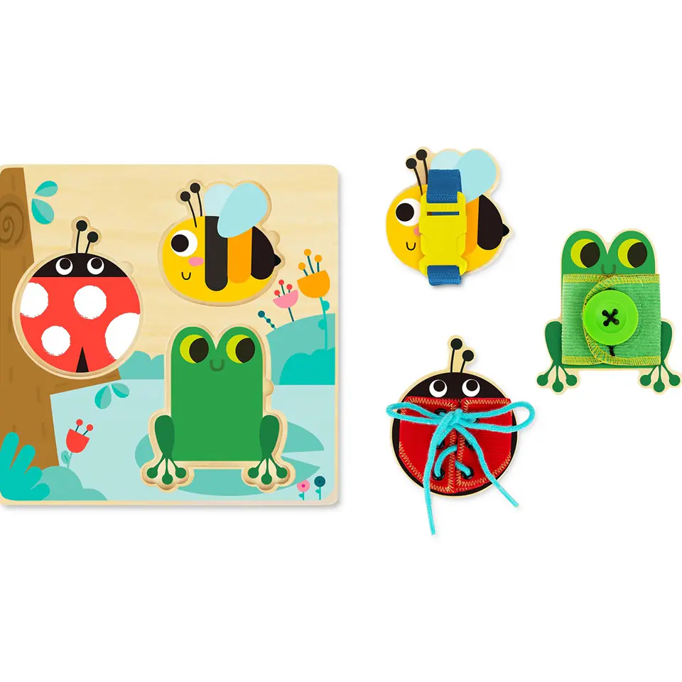 ⁨TOOKY TOY Drewniana Tablica Edukacyjna Sorter Trening Ćwiczenia Sznurek Guzik Klamerka⁩ w sklepie Wasserman.eu
