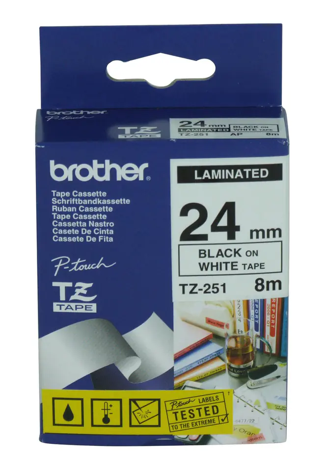 ⁨Brother P-Touch Tape Black On White⁩ w sklepie Wasserman.eu