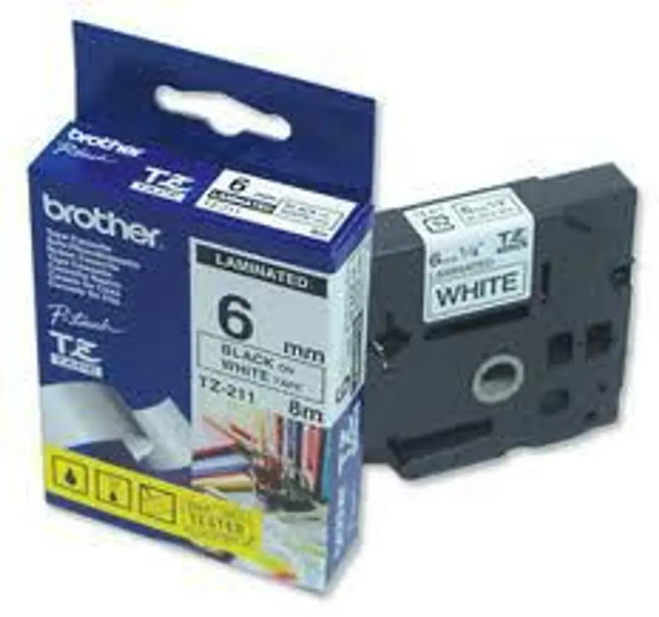 ⁨Brother P-Touch Tape Black on White⁩ w sklepie Wasserman.eu