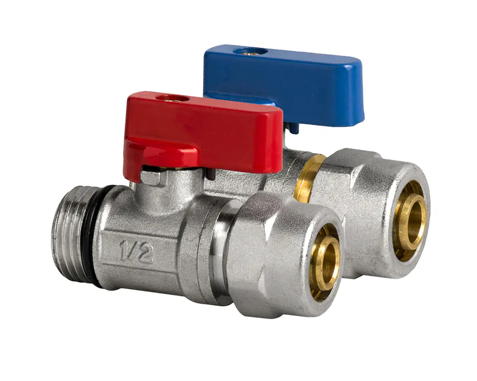 ⁨PEX MINI BALL VALVE WITH GLAND 1/2*16 HOT WATER⁩ at Wasserman.eu