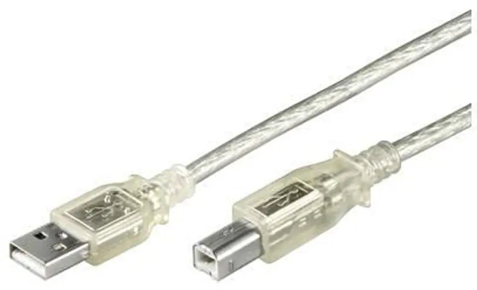 ⁨MicroConnect USB2.0 A-B 1m M-M Transparent⁩ w sklepie Wasserman.eu