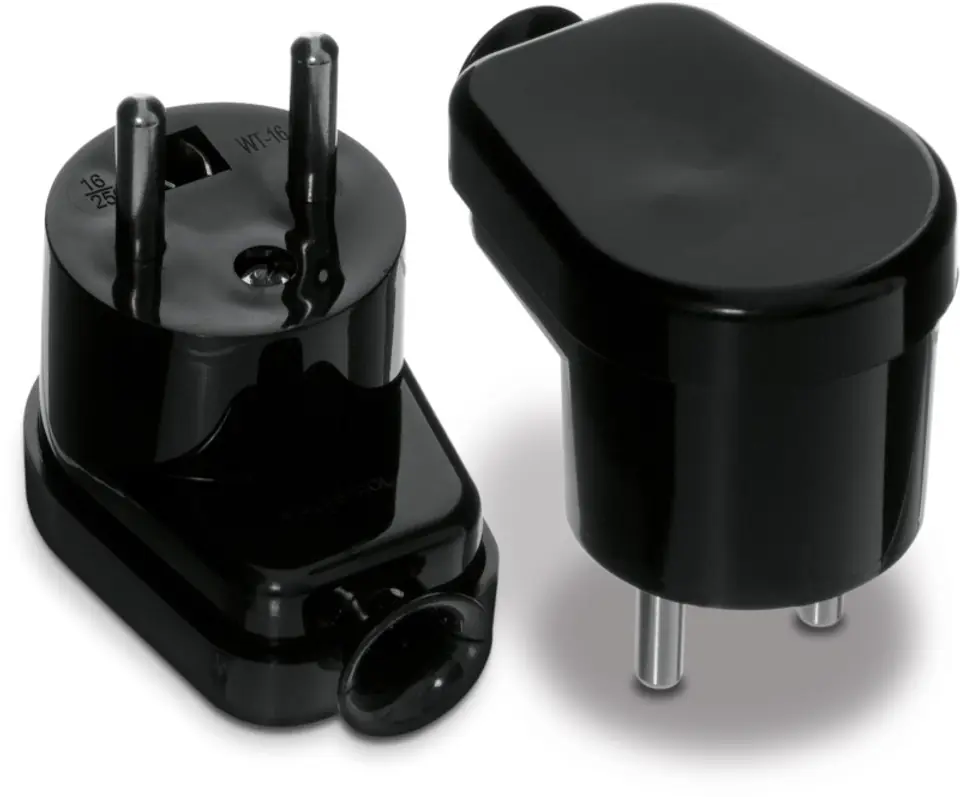 ⁨ANGLED DETACHABLE PLUG, 2P+Z, 16A, 250V BLACK⁩ at Wasserman.eu