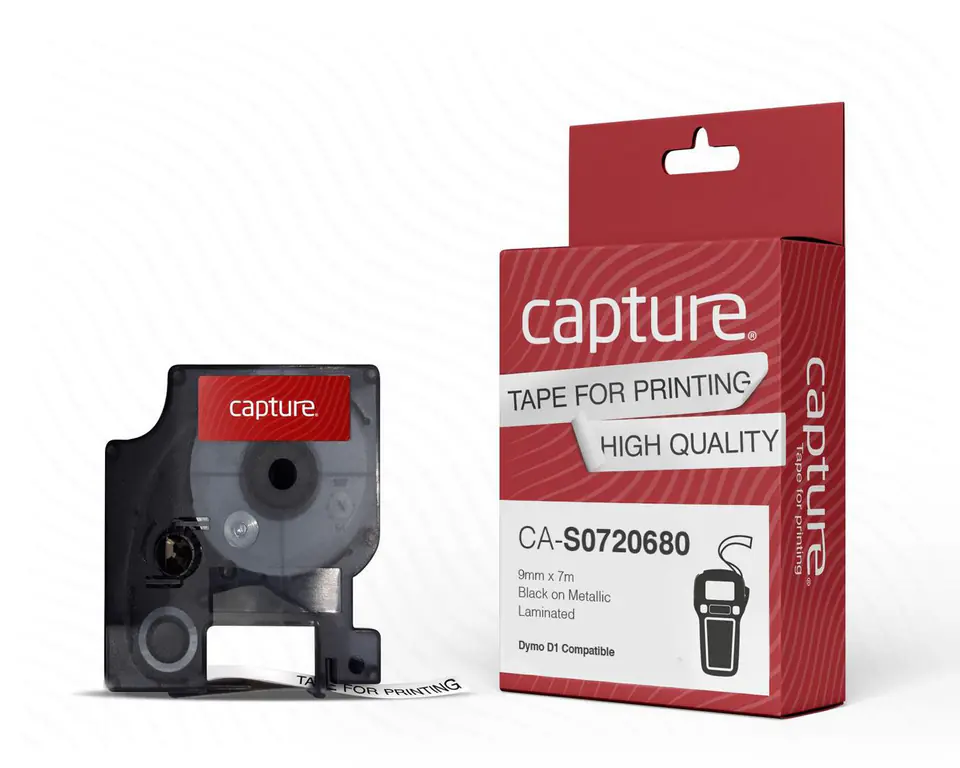 ⁨Capture 9mm x 7m Black on White Tape⁩ w sklepie Wasserman.eu