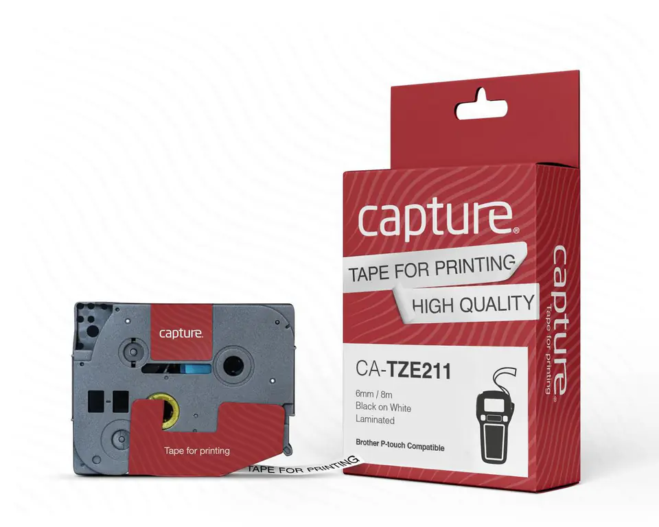 ⁨Capture 6mm x 8m Black on White Tape⁩ w sklepie Wasserman.eu