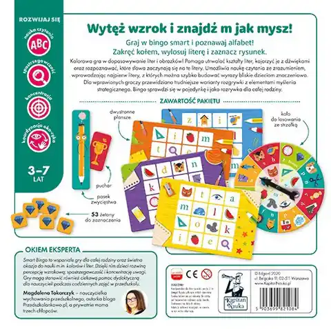 ⁨Gra edukacyjna "Alfabet smart BINGO" dla dzieci 3-7 lat + Bingo + Nauka liter⁩ w sklepie Wasserman.eu