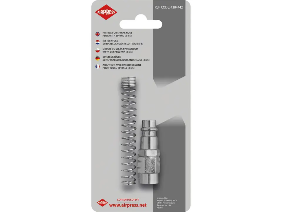 ⁨SPIRAL HOSE FITTINGS 8*5 PLUG WITH SPRING⁩ at Wasserman.eu