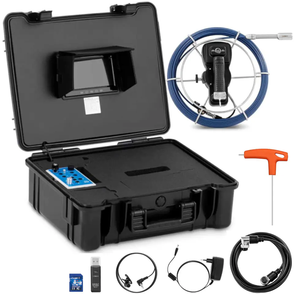 ⁨Endoskop kamera inspekcyjna HD sonda 30m LED wyświetlacz kolorowy IPS 7''⁩ w sklepie Wasserman.eu
