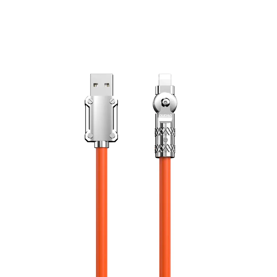 ⁨Mocny kabel kątowy do iPhone USB-A - Lightning 30W 1m rotacja 180 pomarańczowy⁩ w sklepie Wasserman.eu