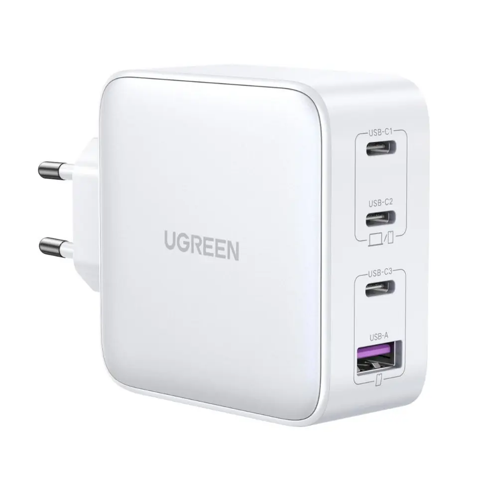 ⁨Szybka ładowarka GaN 3x USB-C USB 100W PPS PD Power Delivery biała⁩ w sklepie Wasserman.eu