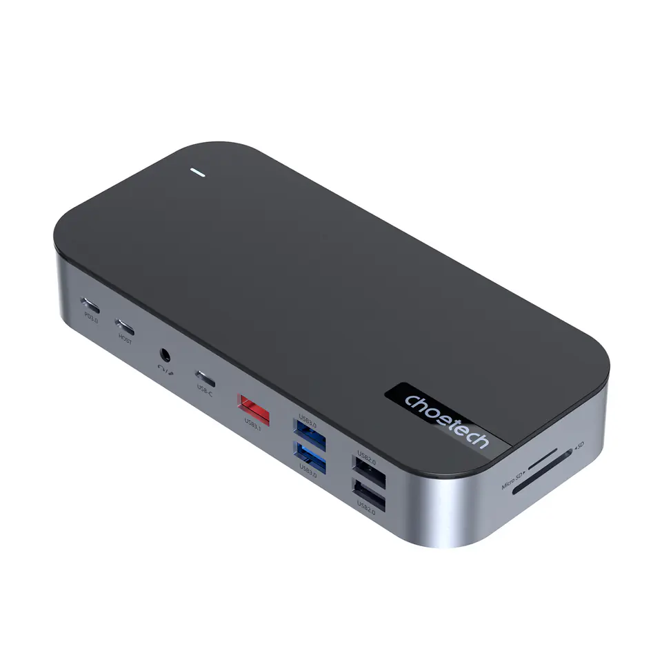 ⁨HUB Adapter M52 USB-C USB-A hdmi vga dp sd tf RJ45 aux PD szary⁩ w sklepie Wasserman.eu