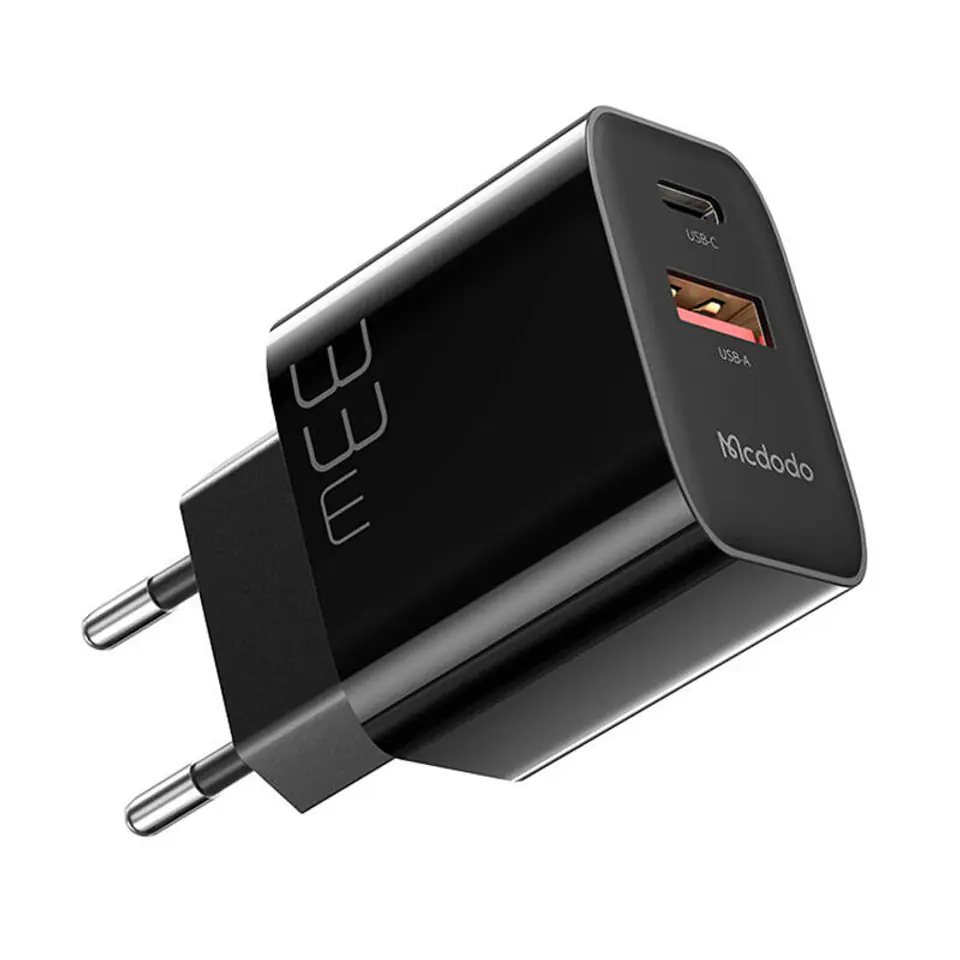 ⁨Ładowarka sieciowa GaN 33W Mcdodo CH-0921 USB-C, USB-A (czarna)⁩ w sklepie Wasserman.eu