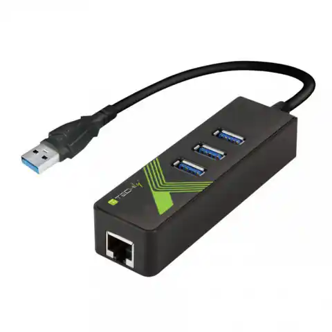 ⁨Techly IDATA USB-ETGIGA-3U2 laptop dock/port replicator USB 3.2 Gen 1 (3.1 Gen 1) Type-A Black⁩ at Wasserman.eu