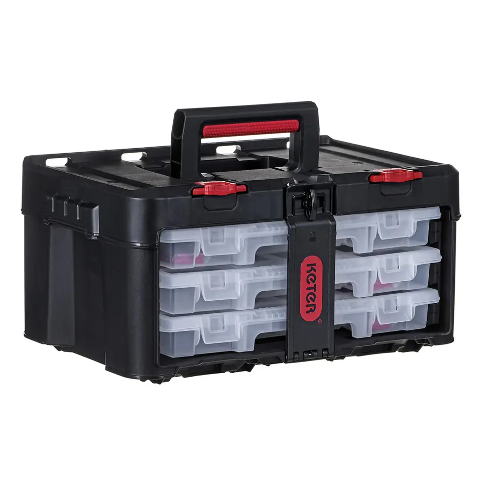 ⁨Toolbox KETER Stack'N'Roll (17210831/253380) with 3 organizers Black⁩ at Wasserman.eu