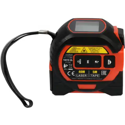 ⁨40 M LASER RANGEFINDER WITH 5 M COILED MEASURE AND CROSS LASER⁩ at Wasserman.eu