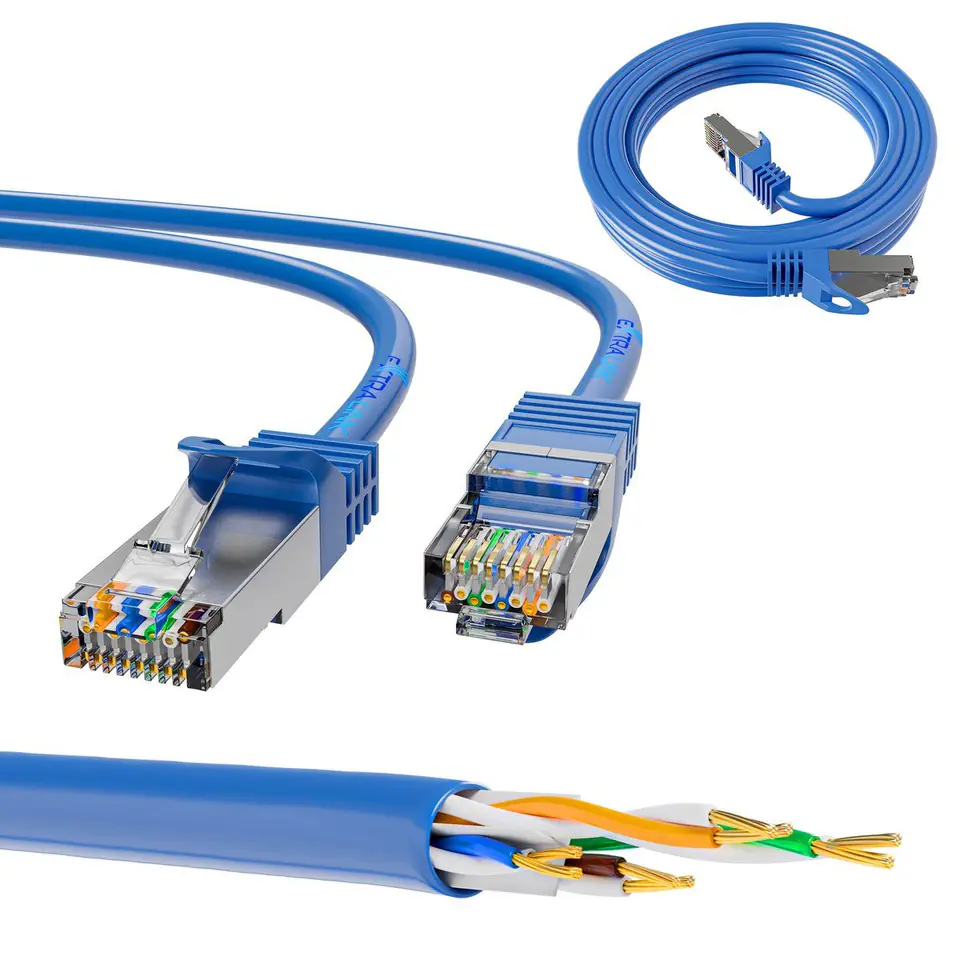 ⁨EXTRALINK LAN PATCHCORD CAT.6A S/FTP 3M 10G SHIELDED FOILED TWISTED PAIR BARE COPPER BLUE⁩ w sklepie Wasserman.eu