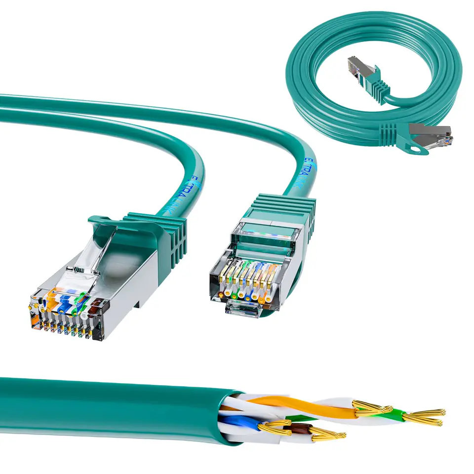 ⁨EXTRALINK LAN PATCHCORD CAT.6 FTP 5M 1GBIT FOILED TWISTED PAIR BARE COPPER GREEN⁩ w sklepie Wasserman.eu