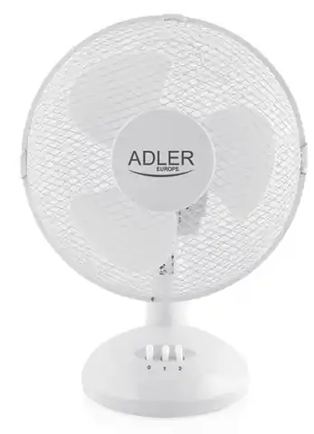 ⁨Adler AD 7302 Desk Fan, Number of speeds 2, 60 W, Oscillation, Diameter 23 cm, White⁩ at Wasserman.eu