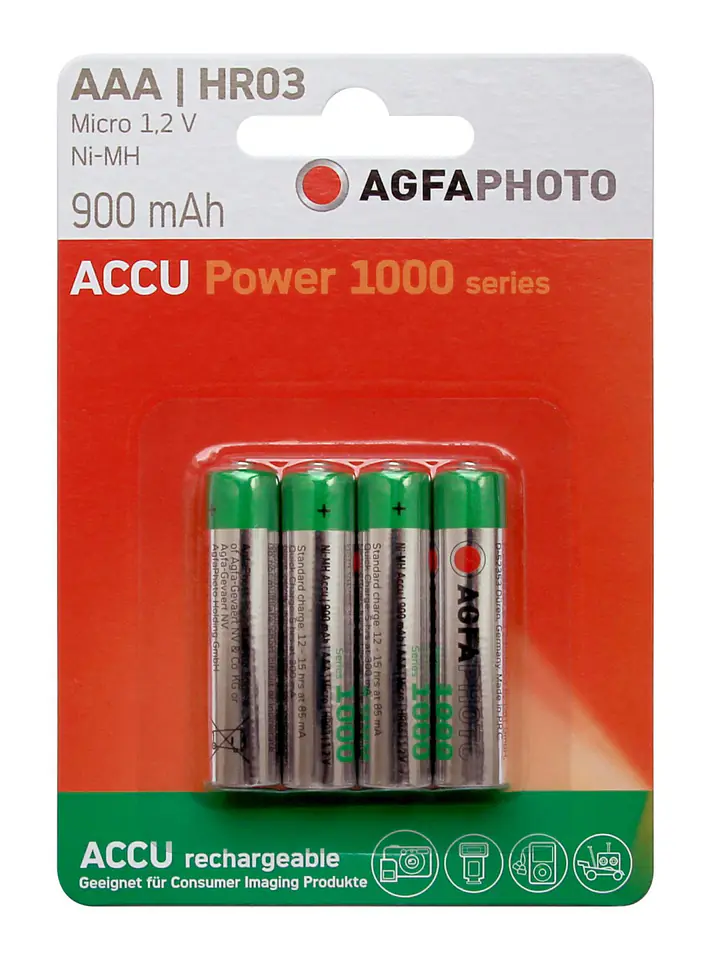 ⁨4x RECHARGEABLE BATTERY: AGFAPHOTO AAA LR03 HR03 1.2V⁩ at Wasserman.eu