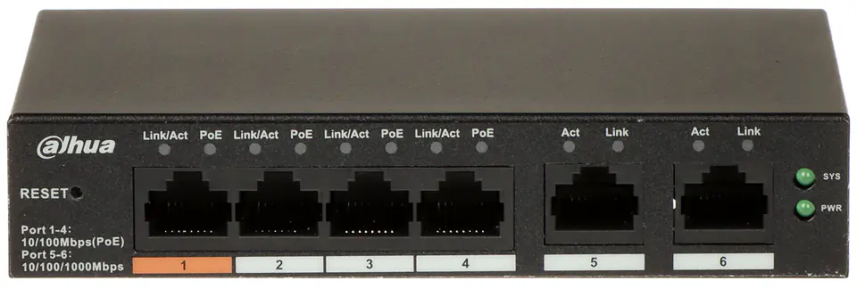 ⁨SWITCH POE CS4006-4ET-60 4-PORTOWY DAHUA⁩ w sklepie Wasserman.eu