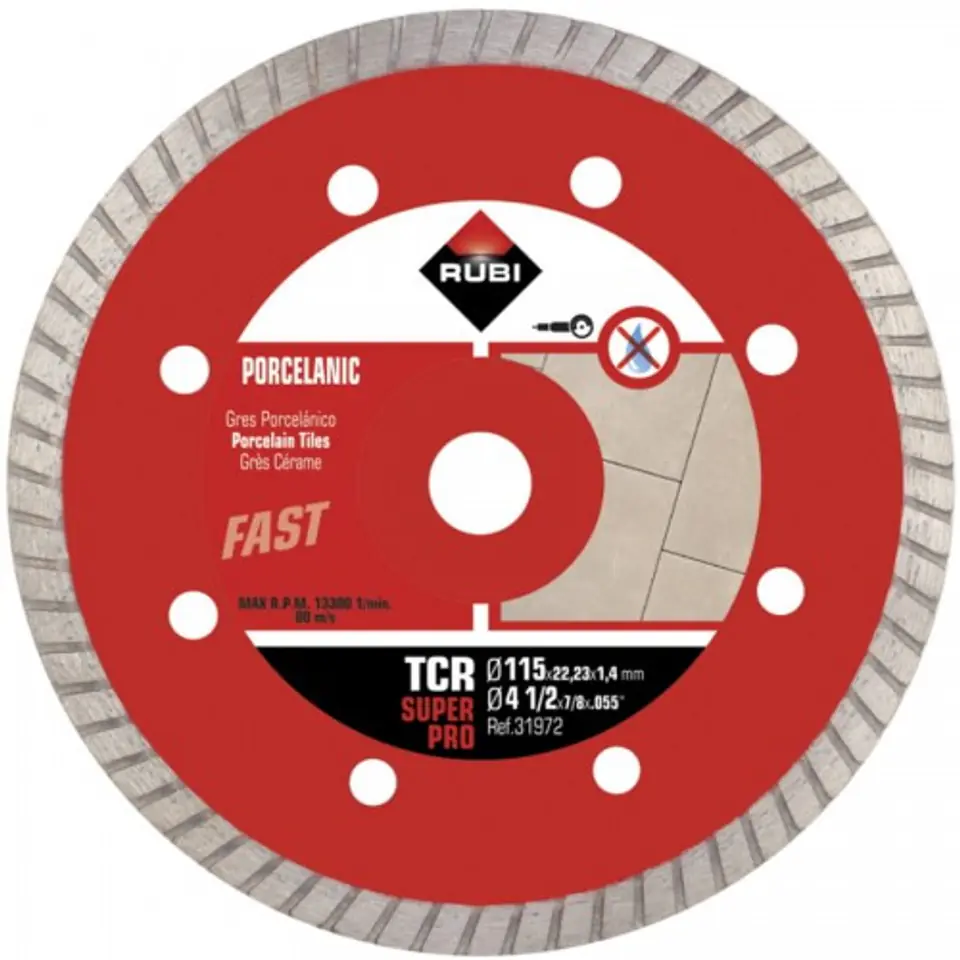 ⁨DIAMOND BLADE FOR PORCELAIN STONEWARE TCR 115MM SUPERPRO⁩ at Wasserman.eu