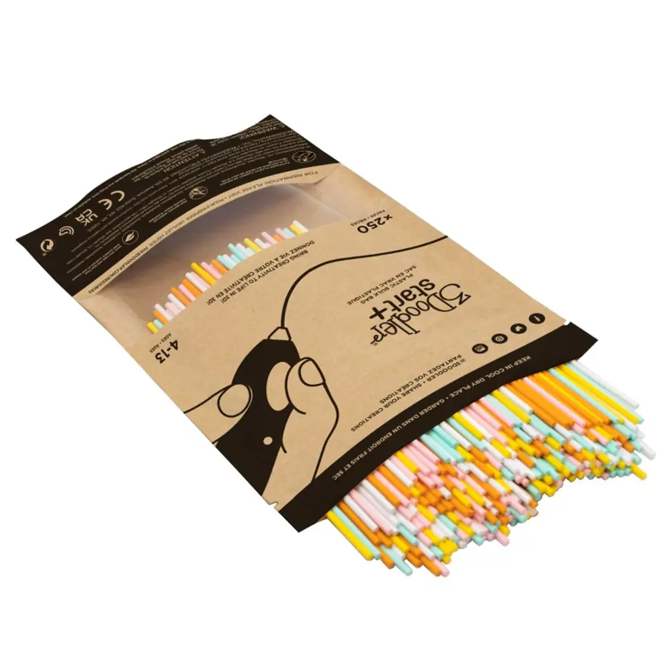 ⁨3DOODLER START FILAMENT ECO 2.5MM, 250 SZTUK, 5 KOLORÓW (BIAŁ/MIĘT/ŻÓŁ/POM/RÓŻ), FIRE AND ICE, 3DS-ECO-MIX1-250⁩ w sklepie Wasserman.eu