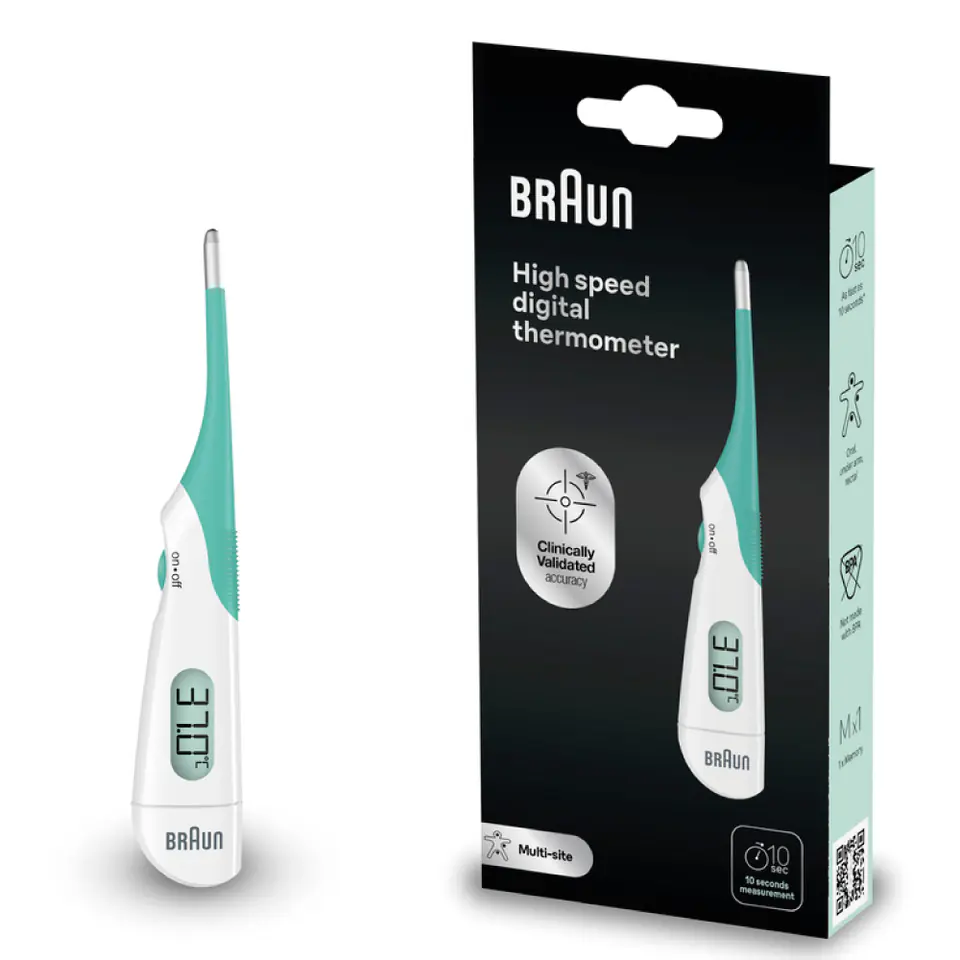 ⁨BRAUN PRT1000 Termometr piórkowy elektroniczny z elastyczną końcówką, pomiar w 10 s⁩ w sklepie Wasserman.eu