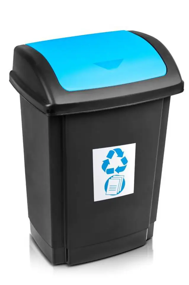 ⁨Trash can Plast Team Swing 25L black with blue lid⁩ at Wasserman.eu