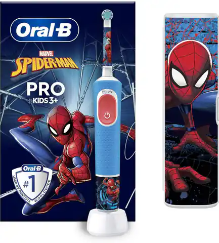 ⁨Oral-B | Vitality PRO Kids Spiderman | Electric Toothbrush with Travel Case | Rechargeable | For children | Blue | Number of brush heads included 1 | Number of teeth brushing modes 2⁩ at Wasserman.eu
