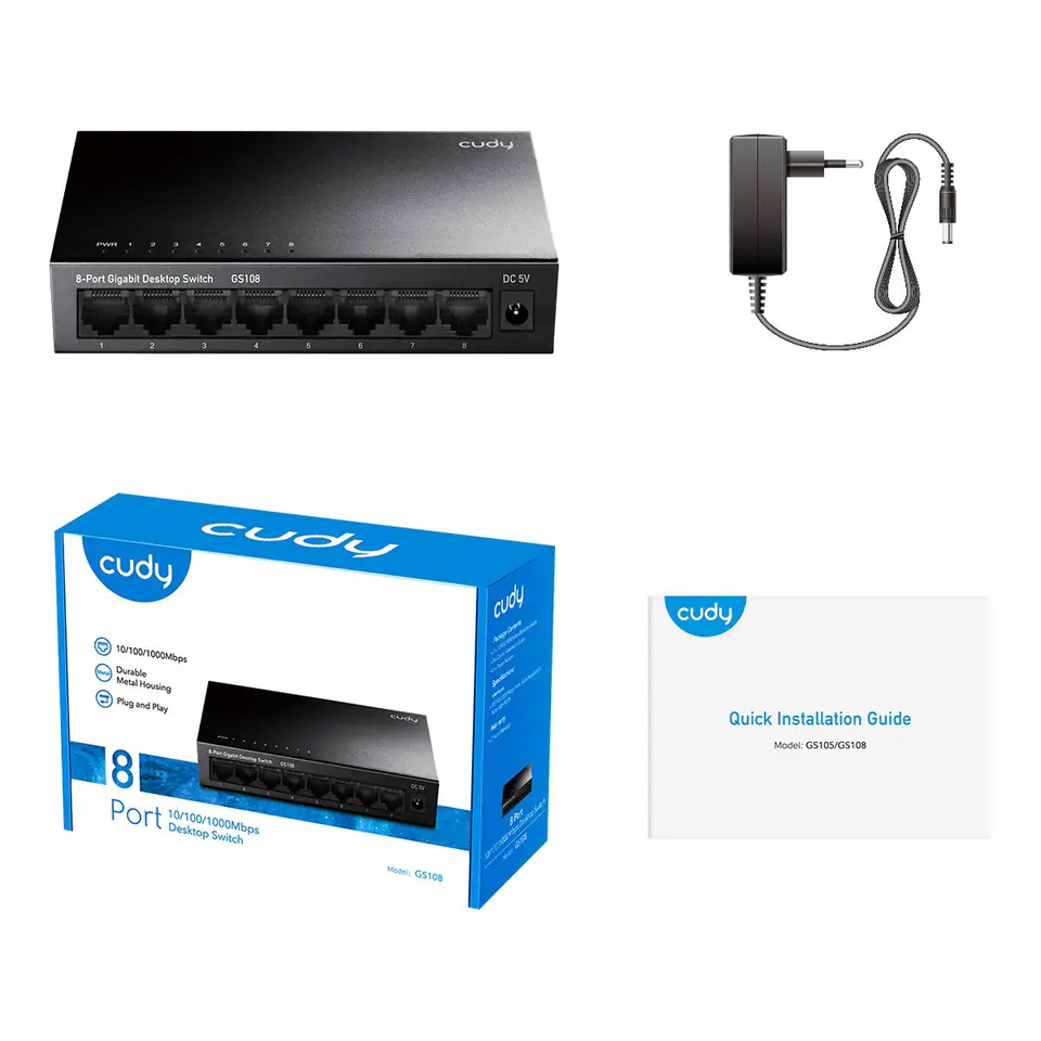 SWITCH LAN GS108 8 PORTÓW GIGABIT 1000MB/s Metal w sklepie Wasserman.eu