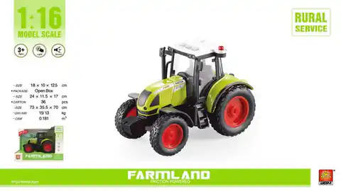 ⁨Interaktywny Traktor dla dzieci 3+ Model 1:16 + Dźwięki Światła + Gumowe opony + Napęd na tył⁩ w sklepie Wasserman.eu
