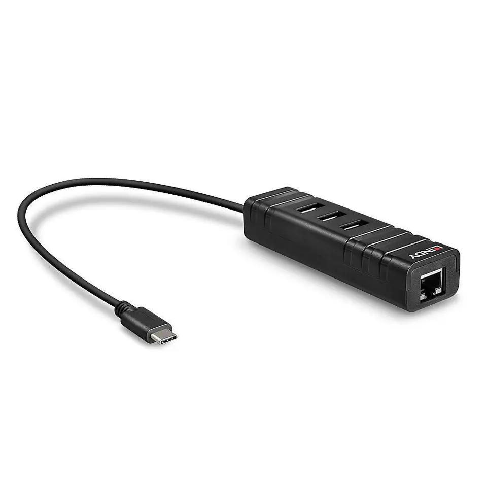 ⁨LINDY USB 3.1 Hub & Gigabit Ethernet Adapter USB Typ C⁩ at Wasserman.eu