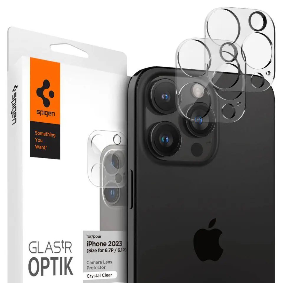 ⁨Osłona Aparatu IPHONE 14 PRO / 14 PRO MAX / 15 PRO / 15 PRO MAX Spigen Optik. TR ”EZ FIT” Camera Protector 2-pack Clear⁩ w sklepie Wasserman.eu